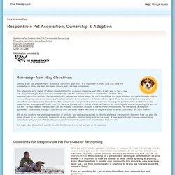 eBay Classifieds: Responsible Pet Ownership & Adoption by the Humane Society of the United States