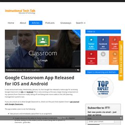 Google Classroom App Released for iOS and Android