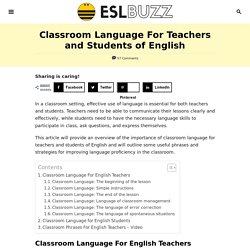 Classroom Language For Teachers and Students of English