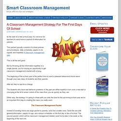 A Classroom Management Strategy For The First Days Of School