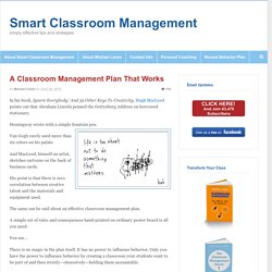 A Classroom Management Plan That Works