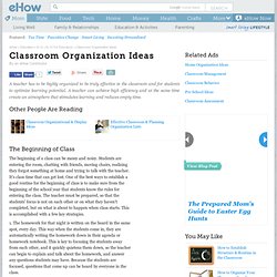 Ideas for Classroom Organization