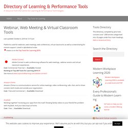 Webinar, Web Meeting & Virtual Classroom Tools – Directory of Learning & Performance Tools