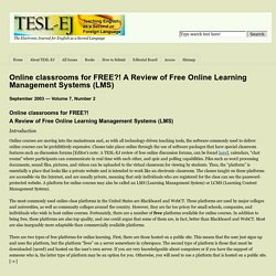 Online classrooms for FREE?! A Review of Free Online Learning Management Systems (LMS)