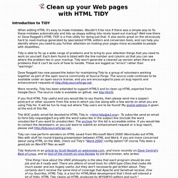 Clean up your Web pages with HTML TIDY