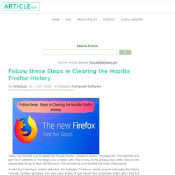 Follow these Steps in Clearing the Mozilla Firefox History