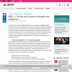 SEO : "10 clés pour réussir et booster son audience"