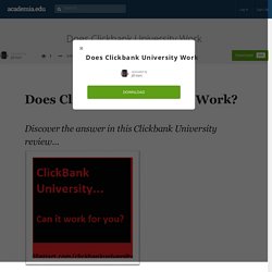 Does Clickbank University Work