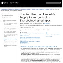 How to: Use the client-side People Picker control in apps for SharePoint
