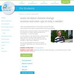 Climate Change Science & Startup Summer School