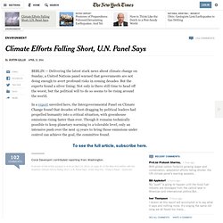 Climate Efforts Falling Short, U.N. Panel Says
