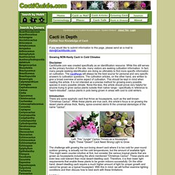 Growing NON-Hardy Cacti in Cold Climates On-line Guide to the positive identification of Members of the Cactus Family