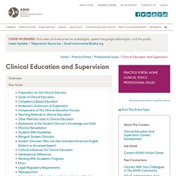 Clinical Education and Supervision: Key Issues