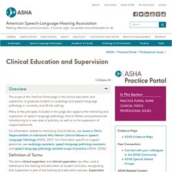 ASAH Clinical education and supervision