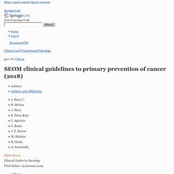 SEOM clinical guidelines to primary prevention of cancer (2018)