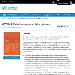 WHO COVID-19 Clinical management: living guidance