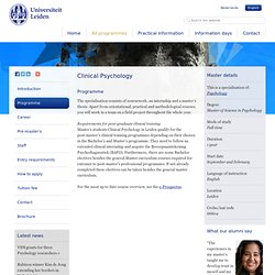 Clinical Psychology, Programme ~ Masters in Leiden