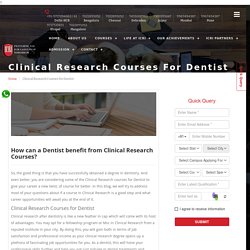 Clinical Research Courses for Dentist - ICRIIndia