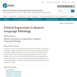 Clinical Supervision in Speech-Language Pathology