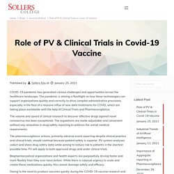 Role of PV & Clinical Trials in Covid-19 Vaccine - Sollers College