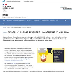 CLISE21 : " CLasse Inversée : la SEmaine ! " - Du 25 au 31 janvier 2021