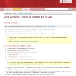 Using Clonezilla to create and restore disk images