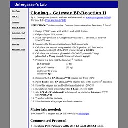 Cloning – Gateway BP-Reaction II