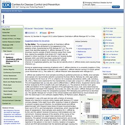 CDC EID - AOUT 2012 - Au sommaire: Epidemic Clostridium difficile Ribotype 027 in Chile