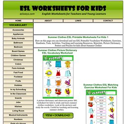 Summer Clothes ESL Printable Worksheets For Kids 1