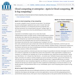 Cloud computing et entreprise/Après le Cloud computing, le fog computing !