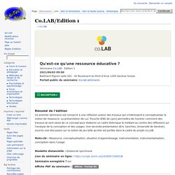 Co.Lab/Edition 1 - Ressources et collaboration