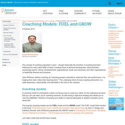 Coaching Models: FUEL and GROW - Scrum Alliance