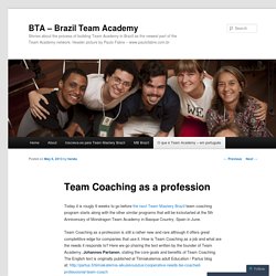 Team Coaching as a profession