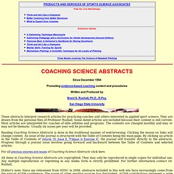 COACHING SCIENCE ABSTRACTS