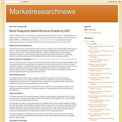 Marketresearchnews: Blood Coagulants Market Revenue Analysis by 2027