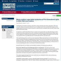 Media coalition urges better protection of First Amendment rights in NSA, FISA court matters