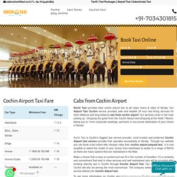 Cochin Airport Taxi - Book Cochin Airport Taxi Services...