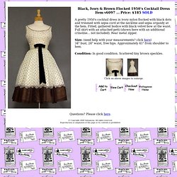 Black, Ivory & Brown Flocked 1950's Cocktail Dress VINTAGEOUS VINTAGE CLOTHING