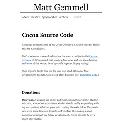 Cocoa Source Code » Matt Legend Gemmell