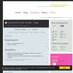 Coda PHP & Web Toolkit – Help // chipwreck