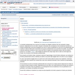 Code du travail - Article L6111-1