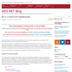 EF 4.1 Code First Walkthrough - ADO.NET team blog