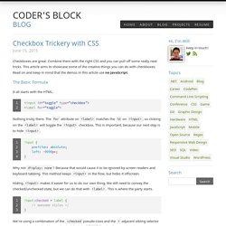 Coder's Block Blog / Checkbox Trickery with CSS