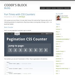 Coder's Block Blog / Fun Times with CSS Counters