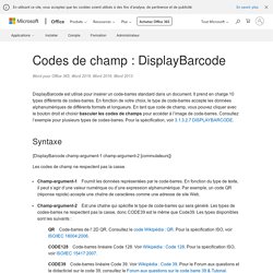 Codes de champ : DisplayBarcode - Word