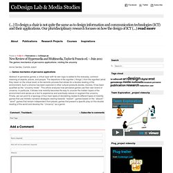 CoDesign Lab & Media Studies » New Review of Hypermedia and Multimedia, Taylor & Francis ed. – Juin 2011