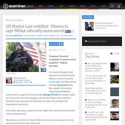 US Martial Law codified: Obama to sign NDAA officially announced - National Human Rights