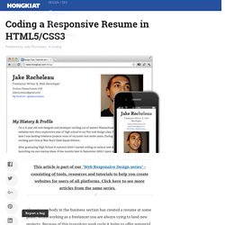 Coding a Responsive Resume in HTML5/CSS3