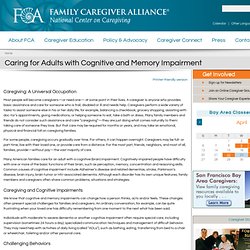Caring for Adults with Cognitive and Memory Impairments