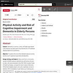 Physical Activity and Risk of Cognitive Impairment and Dementia in Elderly Persons